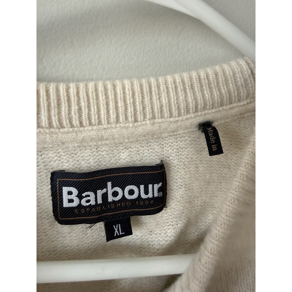 Barbour Mens Large Fits Like XL 100% Wool Sweater Fair Isle Blue White See Descr - Picture 6 of 14